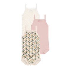 쁘띠바또 유아용 통기성 플라워 민소매 면 바디수트 3종 세트 NUM43NB75FMC