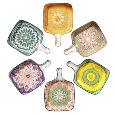 Louis & Taffel 北歐斯堪地那維亞風附把手烤盤設計碗盤6件組, 混色, 6個盤子, 1套