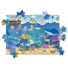 Kes.B 幼兒堅固海底旅行拼圖 + 海報套組, 48件, 參考詳細說明, 1套