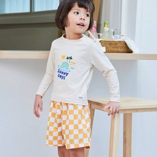 Bebechat 男童棋盤格短褲兩件式防曬泳衣