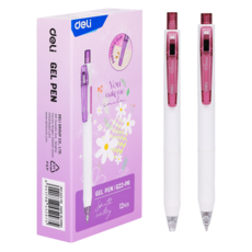 deLi 得力 按壓式彩色中性筆 0.5mm EG22 12入, 1個, 紫色