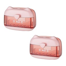 Block Mart 貓咪造型浴室肥皂盒, 粉紅色, 2個