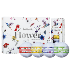 Volvik Vista Three Flower 360 限量版高爾夫球 3層球, 紅色 + 黃色 + 紫色 + 綠色, 12入, 1個