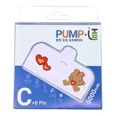 펌핏 디자인플러스 도킹 보조배터리 C타입, TRPB-R5-CHL, 퍼플 허그미 곰돌이