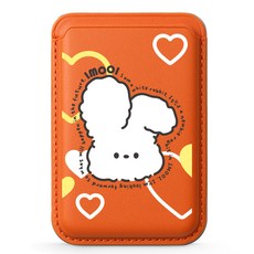 아이무이 아이폰 맥세이프 갤럭시 카드두장 가죽 포켓, 오렌지(페이스포소미), 1개