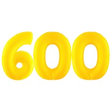 GRABO BALLOONS 大號數字600鋁箔氣球, 黃色, 1個