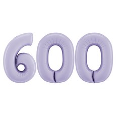 GRABO BALLOONS 大號數字600鋁箔氣球, 紫丁香色, 1個
