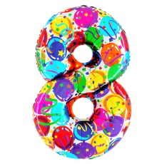 GRABO BALLOONS 銀箔氣球 數字 8 大號, 1個, 氣球印花