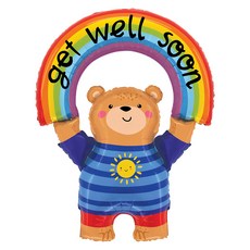 GRABO BALLOONS 鋁箔氣球 Get well soon 彩虹熊, 混合色, 1個