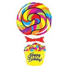 그라보벌룬 은박풍선 생일롤리팝, 혼합색상, 1개