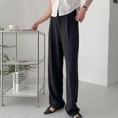 針織女款彈性腰圍鬆緊帶單褶直筒休閒褲