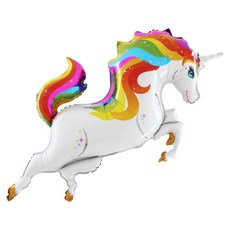 GRABO BALLOONS 彩虹獨角獸身體鋁箔氣球, 1個, 混合顏色