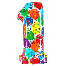GRABO BALLOONS 銀箔氣球 數字 1 大, 氣球印刷, 1個