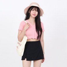 엘쏘 여성용 하이웨스트 트임 미니 스커트 팬츠