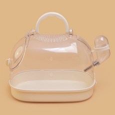 요런개 소동물 베이직 라운드 이동장 23 x 16 x 18 cm, 베이지, 1개