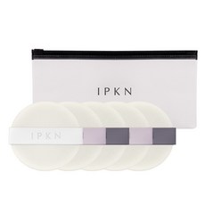 IPKN Skin Finish Flocking粉餅粉撲 5入+化妝包組, 混色, 1套