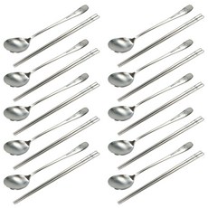 CHEFLINE 304不鏽鋼勿忘我雷射餐具10件組, 湯匙 10p + 筷子 10p, 單一顏色, 1套