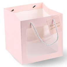 Lead home 花束花盆透明正方形窗購物袋, 粉色, 10個