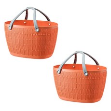 블럭마트 욕실 비비드컬러 목욕바구니 2p, 오렌지