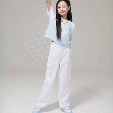 女童輕量工裝寬褲 T301