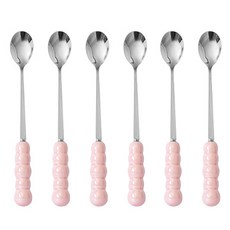氣泡長柄茶匙, 6個, 粉紅色