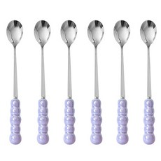 氣泡長柄茶匙, 6個, 紫色