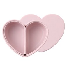 LOVEAT 兒童矽膠心型餐盒 450ml, 粉紅色, 1個