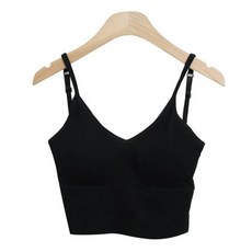 시크블랙 여성용 엑포트 베이직 골지 끈 나시 브라탑 cpns1034k43