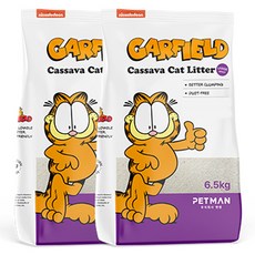 팻맨 가필드 카사바 응고형 고양이 모래, 6.5kg, 2개, 굵은입자