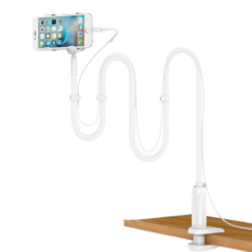 Alpha Commerce 床邊桌上型手機蛇管支架 128cm, 白色, 單一商品