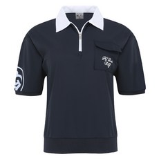 FERRA US 女款口袋文字半拉鍊翻領短袖高爾夫襯衫 ATM4JN5042