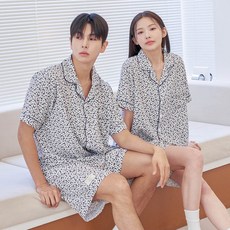 도씨 커플용 냉감 실크핏 커플 잠옷 상하의 2종 세트