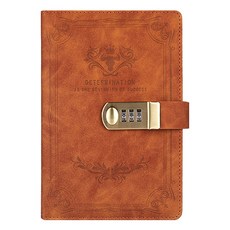 Maket Gamseong 密碼鎖日記本筆記本, 1個, 棕色