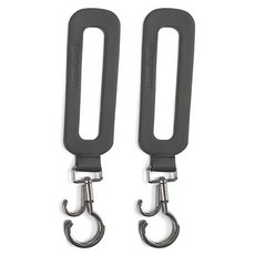 pompolarr 皮革嬰兒車掛鉤, 黑色, 2個