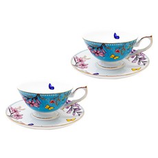 Aynsley 英式花園杯盤組, 綠松石色, 2套