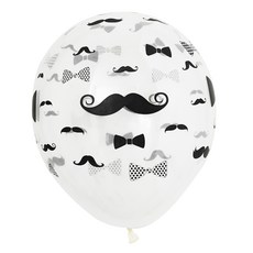 Sempertex 性別揭曉 鬍子與蝴蝶結氣球 30cm x 50入, 透明, 1個