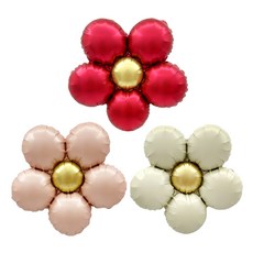 joyparty 花朵銀箔氣球3款 x 3入組, 紅色, 粉紅色, 奶油色, 1套