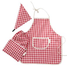 semoms 兒童馬卡龍格紋圍裙4件組
