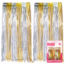 파티쇼 파티장식 은박 수술커튼 2p, 골드 + 실버, 1개