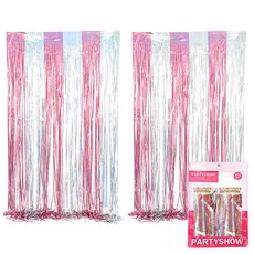 파티쇼 파티장식 은박 수술커튼 2p, 홀로그램 실버 + 로즈골드, 1개