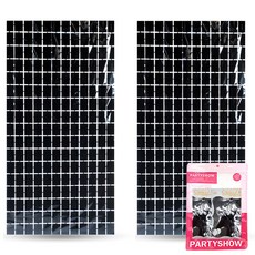 파티쇼 파티장식 은박 수술커튼 블럭 2p, 블랙, 1개