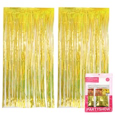 파티쇼 파티장식 은박 수술커튼 2p, 홀로그램골드, 1개