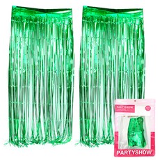 파티쇼 파티장식 은박 수술커튼 2p, 그린, 1개