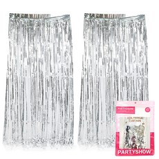 파티쇼 파티장식 은박 수술커튼 2p, 실버, 1개