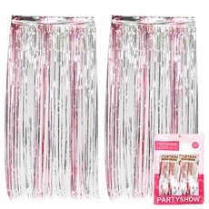 파티쇼 파티장식 은박 수술커튼 2p, 실버 + 로즈골드, 1개