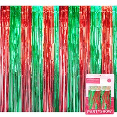 파티쇼 파티장식 은박 수술커튼 2p, 레드 + 그린, 1개