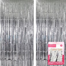 파티쇼 파티장식 은박 수술커튼 스타프린트 2p, 실버, 2개