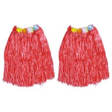 PARTYSHOW 夏威夷草裙舞流蘇裙, 紅色, 2個