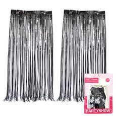 파티쇼 파티장식 은박 수술커튼 2p, 블랙, 1개