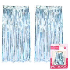 파티쇼 파티장식 은박 수술커튼 2p, 라이트블루, 1개